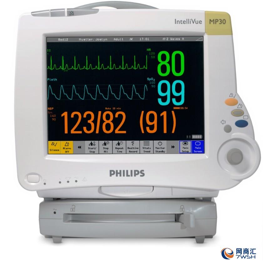 配置 标准配置:12导联ECG、血氧饱和度、无创血压、脉搏、呼吸、灌注指数 选配:双有创/体温、记录仪、PICCO连续心排测量、呼末CO2测量、脑电双频指数测量、麻醉气体测量 一、特性介绍 1.硬件: (1)TFT 10.4英寸彩色屏幕,高亮度,高分辨率 (2)旋钮和触摸屏操作,使用方便快捷.